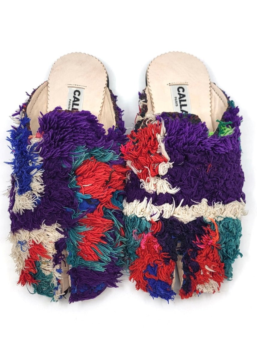 Tabi Babouche “Rukia” Split Toe Flats In Colors Purple, Teal, Cream, Red, Blue, Lime (Size 38) - Made X Hudson