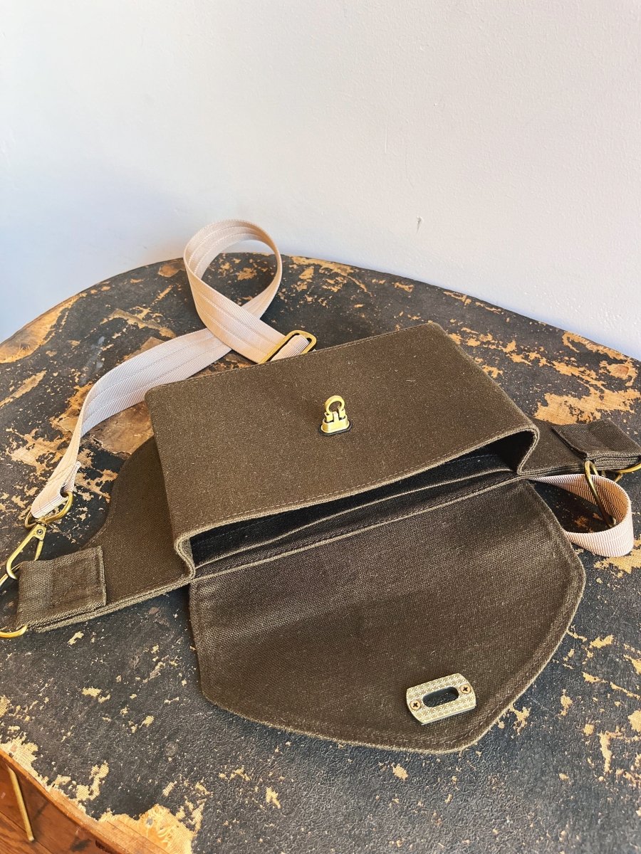 Cross - Body Bag in Moss Hemp - Cotton Canvas w/ Nylon Strap - Made X Hudson
