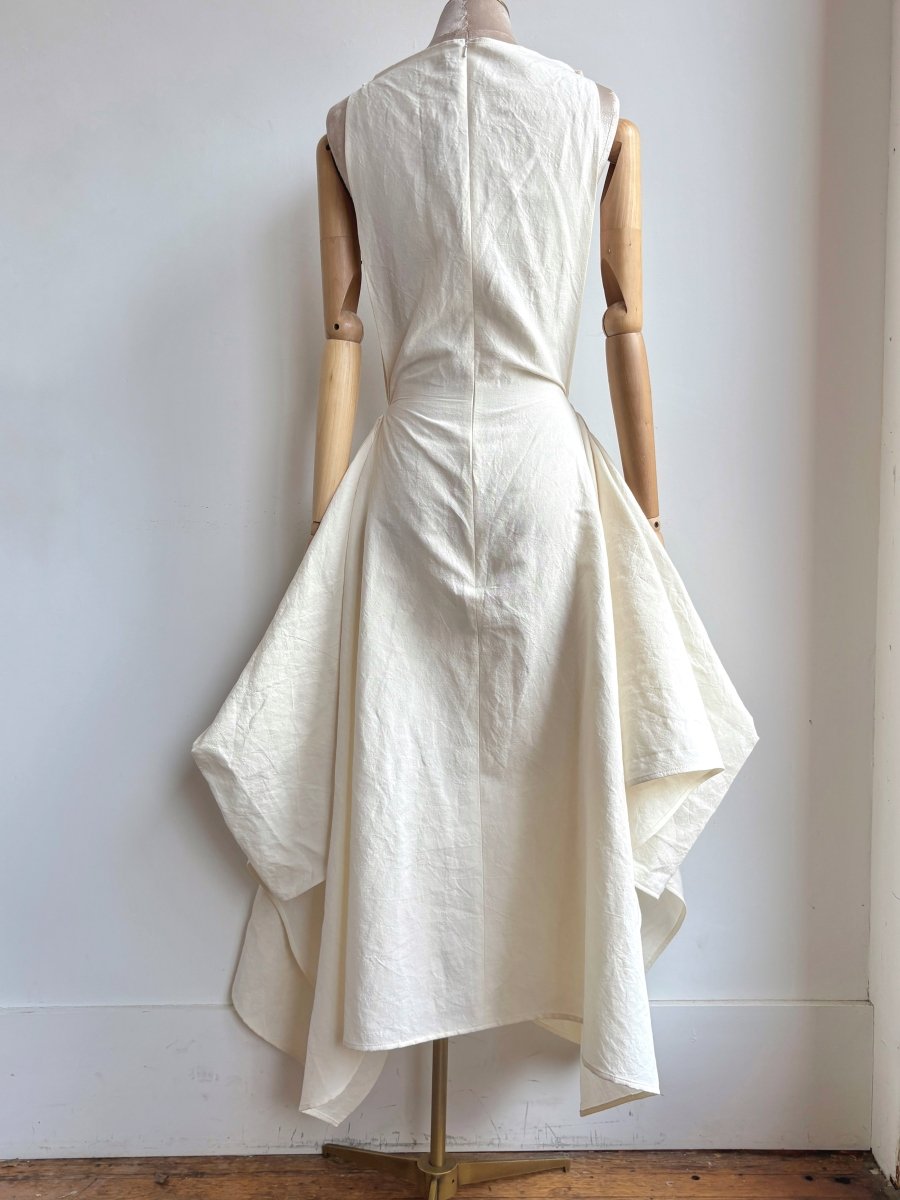 Zero - Waste Dress in Ivory Cotton - Linen - Made X Hudson