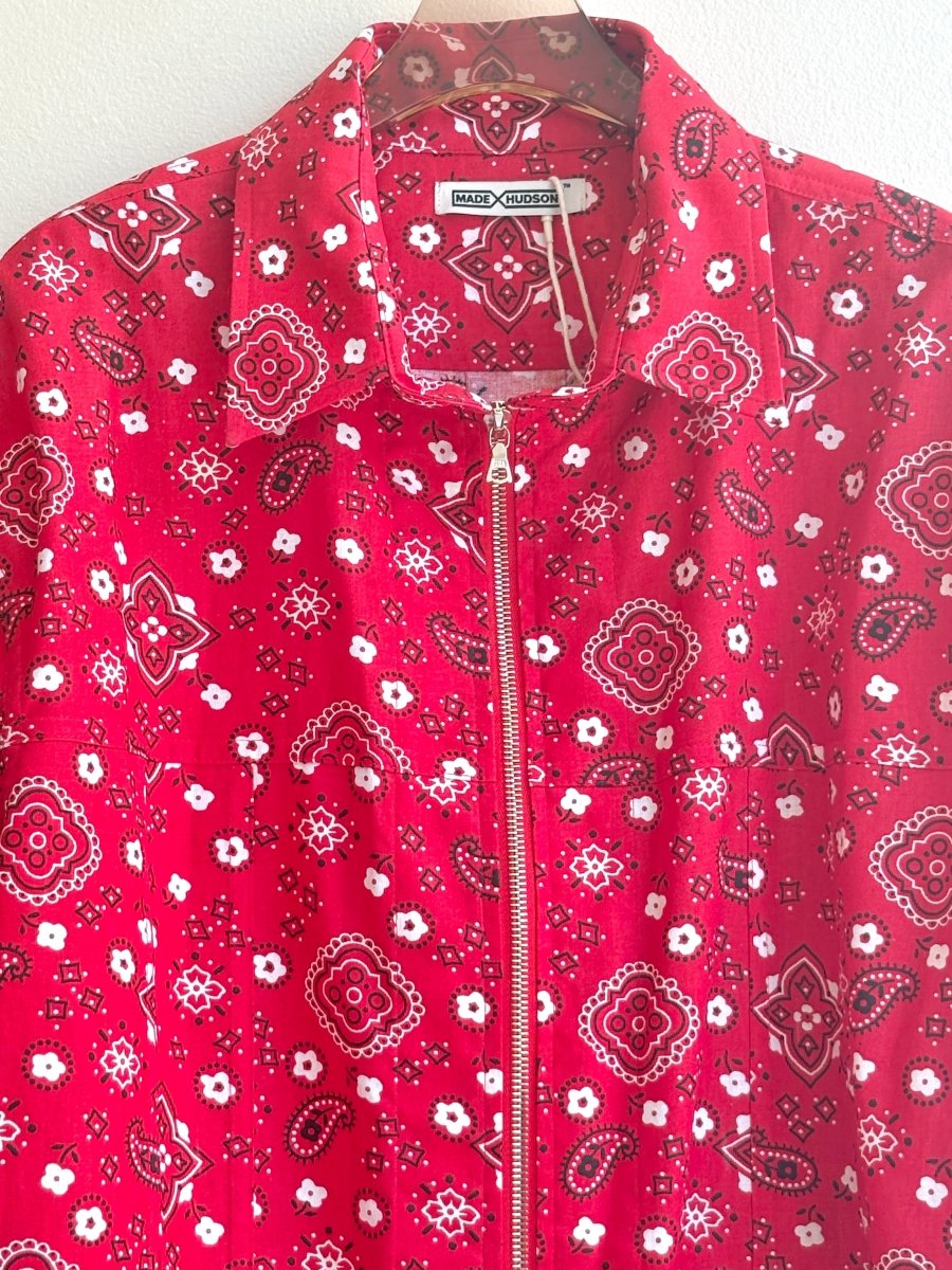 Red Bandana Print Zip - Up Leisure Jacket - Made X Hudson