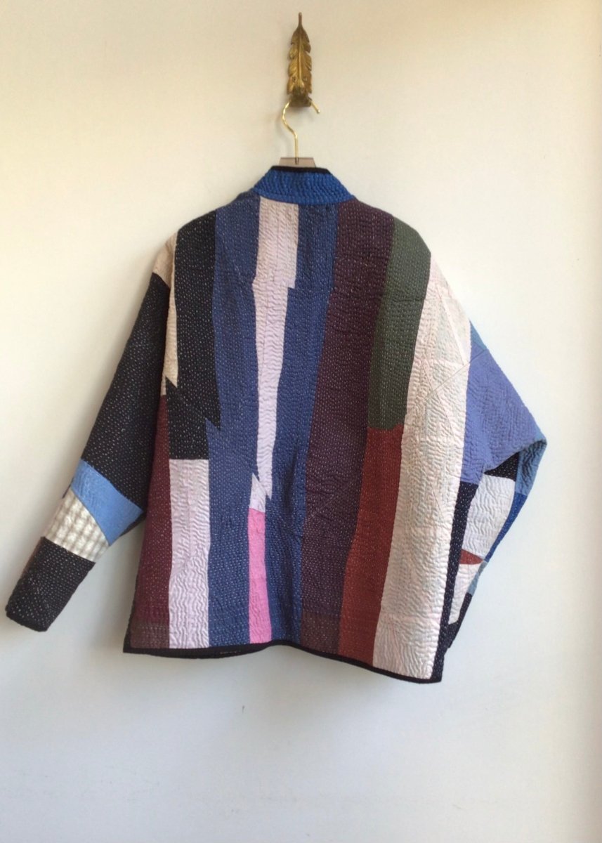 Reversible Ladhiya Quilted Jacket in Colors Blue, Black, Cream, Grey & Black, Red, Purple, Green - Made X Hudson