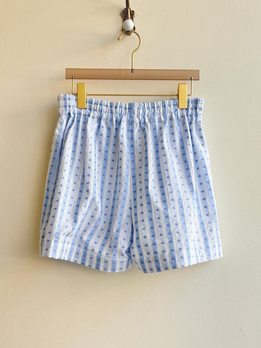 Blue and White Lace Embroidered Town Shorts - Made X Hudson