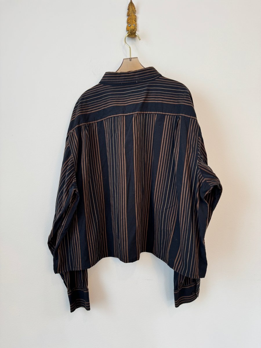 The Vale Shirt in Midnight Black and Brown Stripe (Reworked) - Made X Hudson