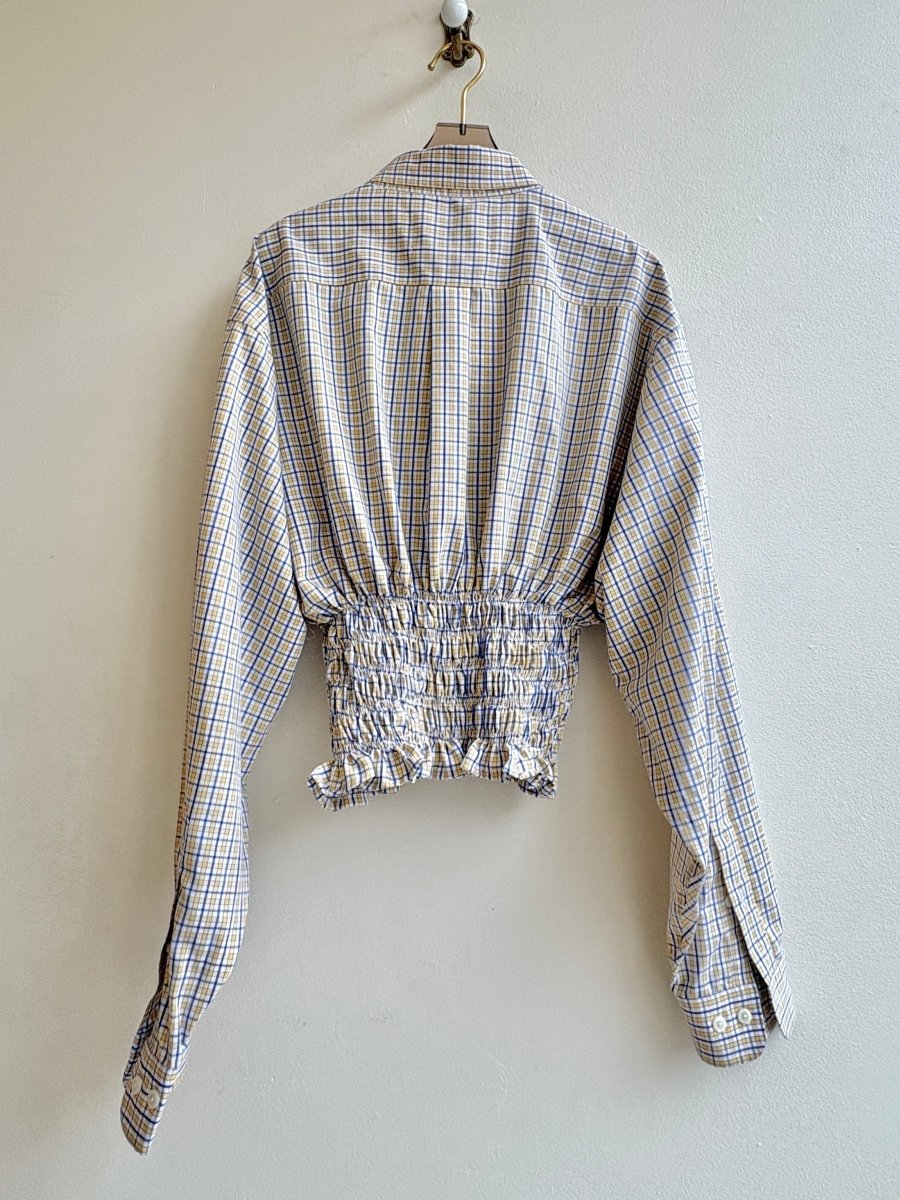 The George Top | Honey Yellow and Ocean Blue Plaid with Smocked Waist (Reworked) - Made X Hudson