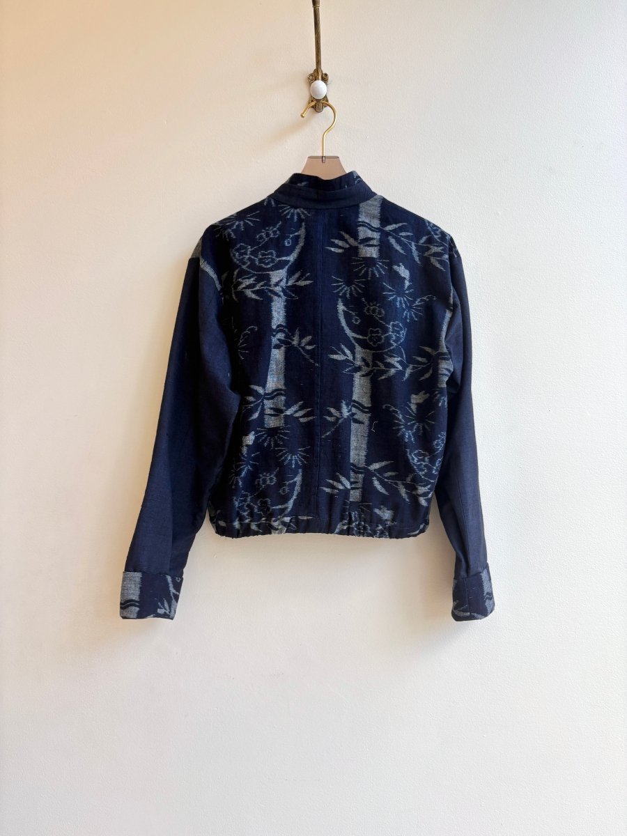 Collarless Indigo Kasuri Jacket - Made X Hudson