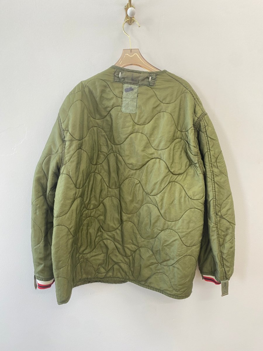 Olive Green Army Liner Quilted Coat w/ Twill Zipper (Reworked) - Made X Hudson