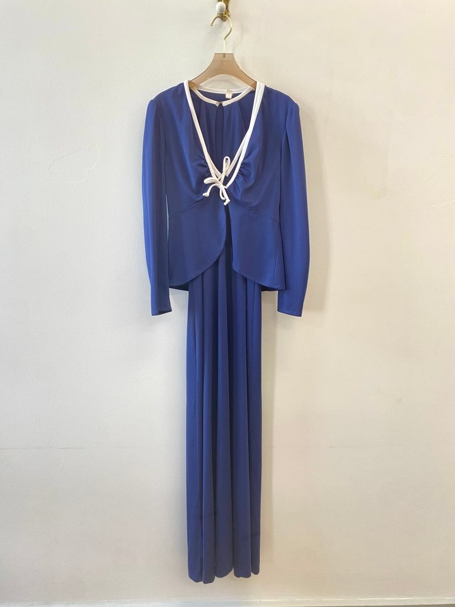 Navy 2 Piece Maxi Dress & Balero Set (Vintage) - Made X Hudson