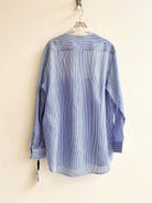 Red Valentino | Blue & White Stripe Button Up Shirt w/ Lace Bow Accent (Vintage) - Made X Hudson