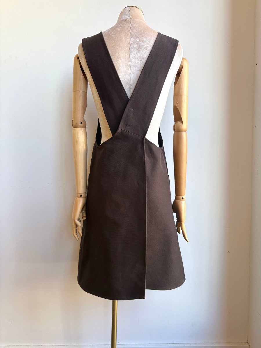 Peat Canvas Pinafore Apron w/ Patch Pockets - Made X Hudson