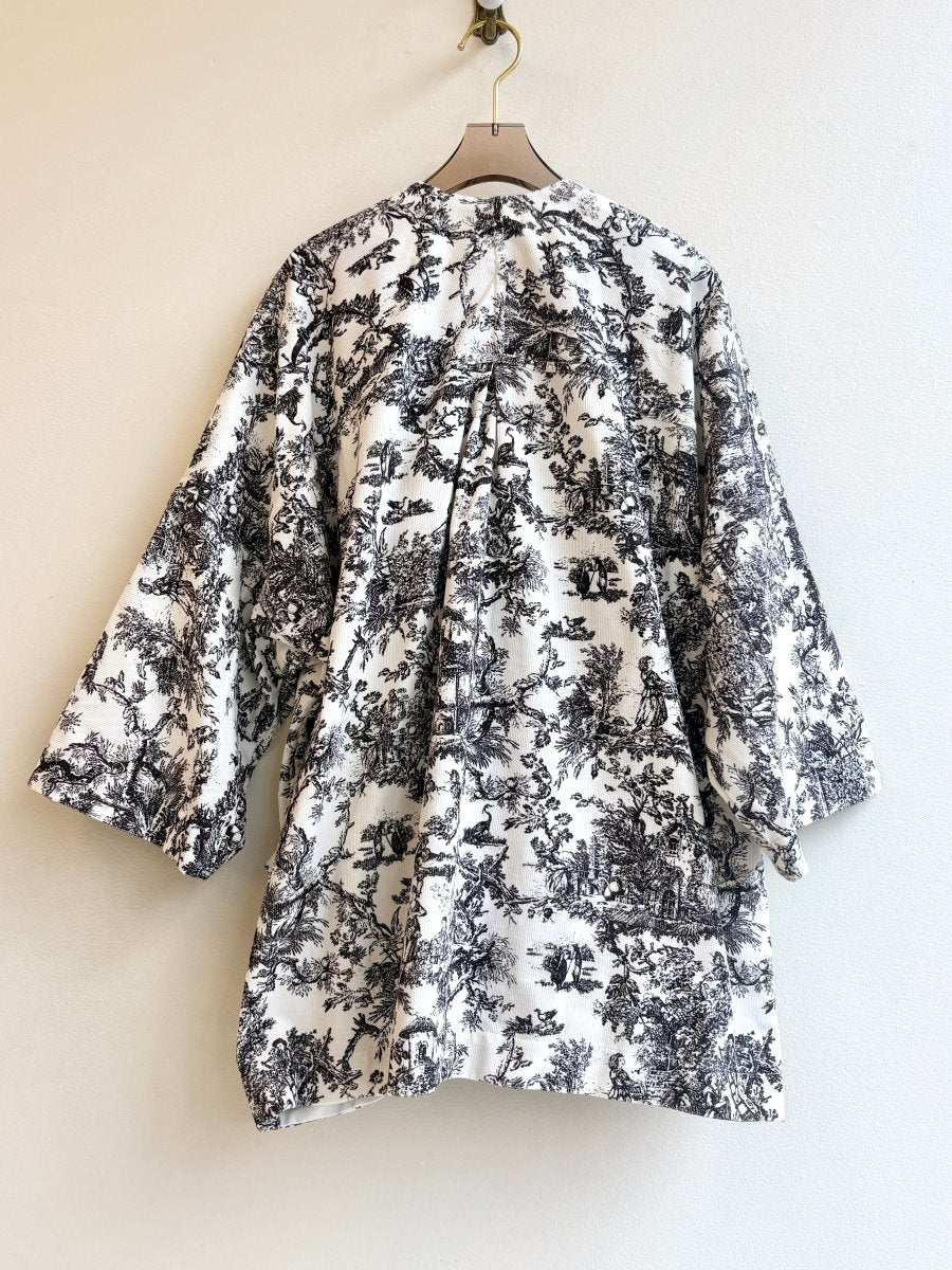 Cream and Espresso Corduroy Toile Chore Jacket - Made X Hudson