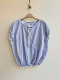 The Henry Top | Berry and Blue Bell Plaid Cap Sleeve with Smocked Waist & Eyelet Trim (Reworked) - Made X Hudson