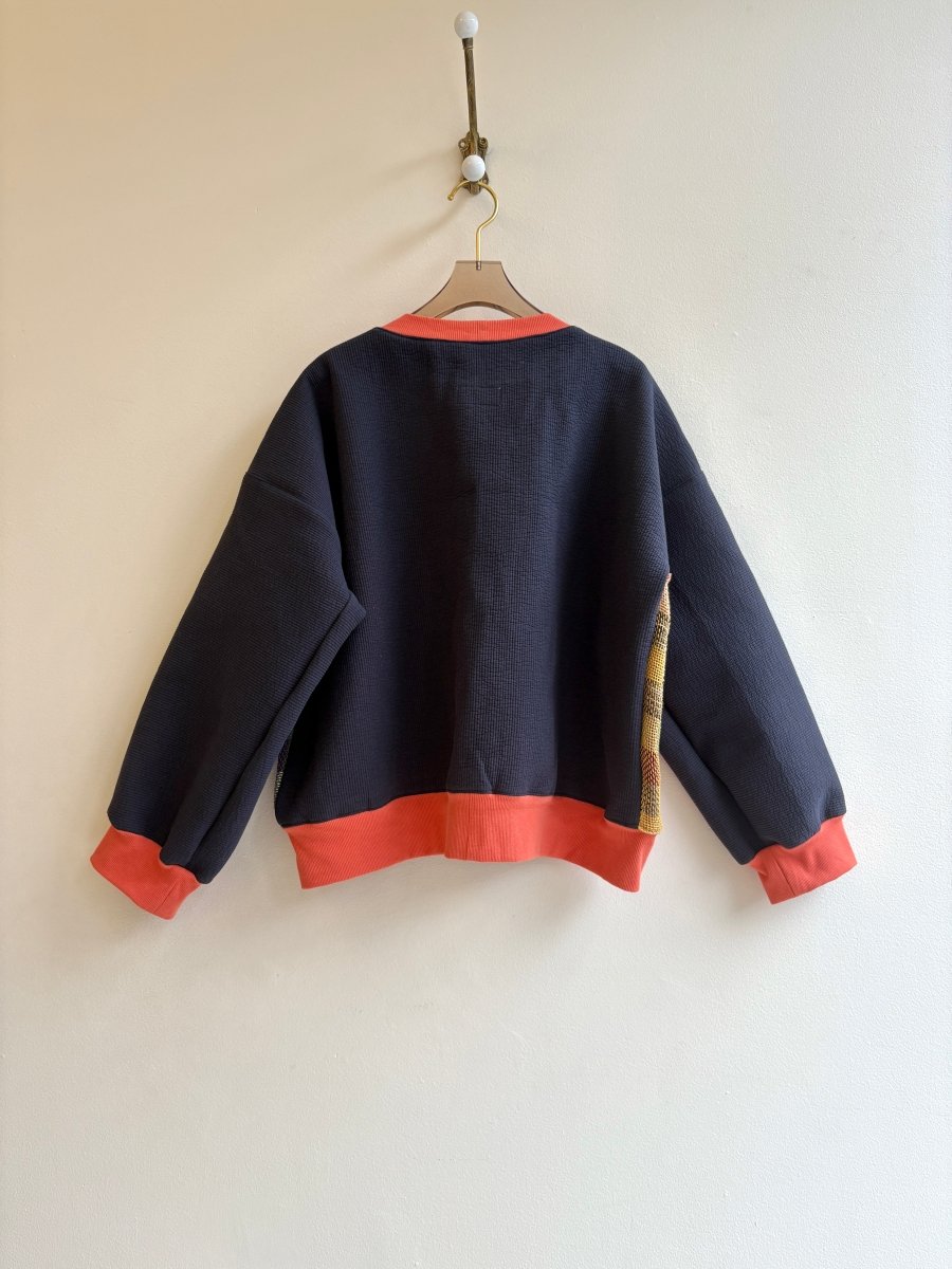 Vibrant Multi - Colored Handwoven Quilted Sweater - Made X Hudson