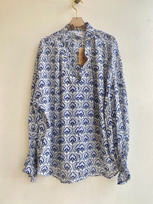 Finley | Blue 60’s Geometric Print Top (Vintage)