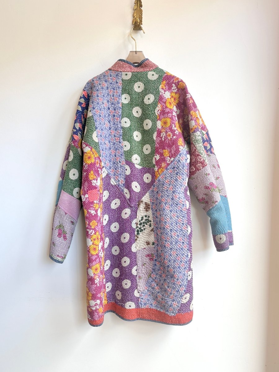 Reversible Sai Long Trench Quilted Jacket in Colors Tan, Green, Grey, Orange & Green, Purple, Magenta, Blue - Made X Hudson