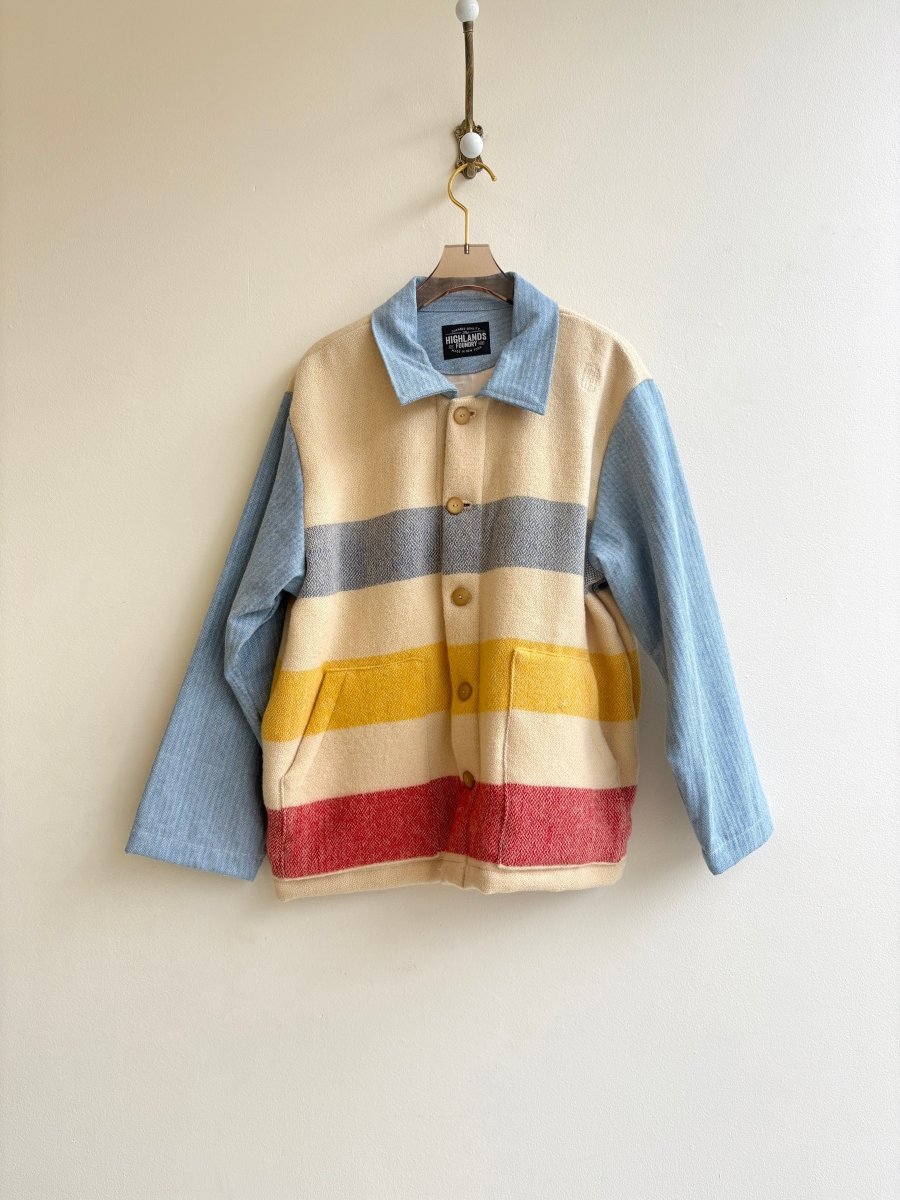 Denim w/ Red, Yellow, & Blue Stripes Heritage Utility Jacket - Made X Hudson
