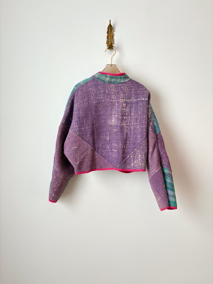 Reversible Kaira Quilted Cropped Jacket in Colors Sage, Lilac, Purple, Bright Pink & Purple, Teal, Blue - Made X Hudson