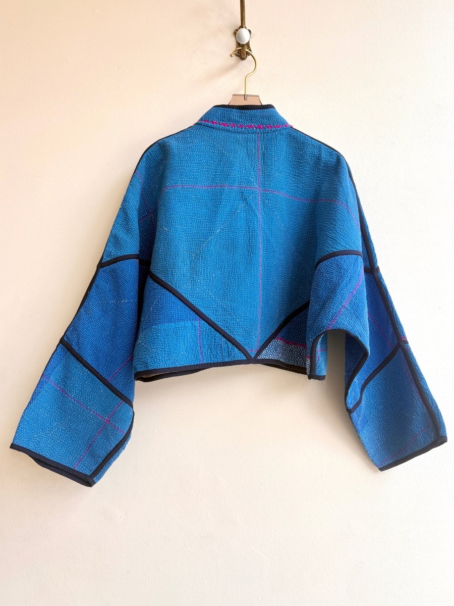 Reversible Kaira Quilted Cropped Jacket in Colors Electric Blue, Hibiscus Pink, White & Bone White, Sea Foam, Gold - Made X Hudson