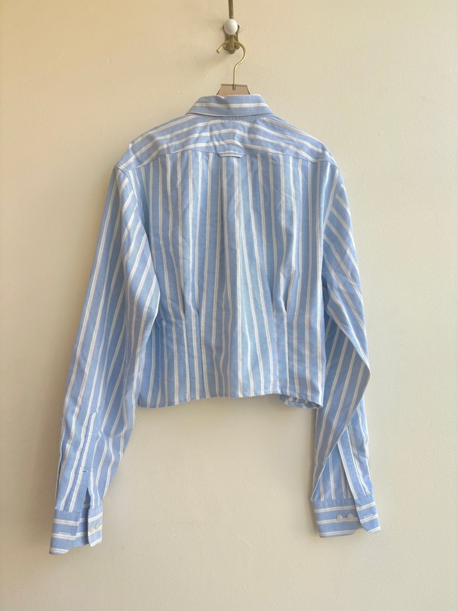 The Kevin Top | Blue, Peach, and Kiwi Stripes w/ Gathered Waist (Reworked) - Made X Hudson