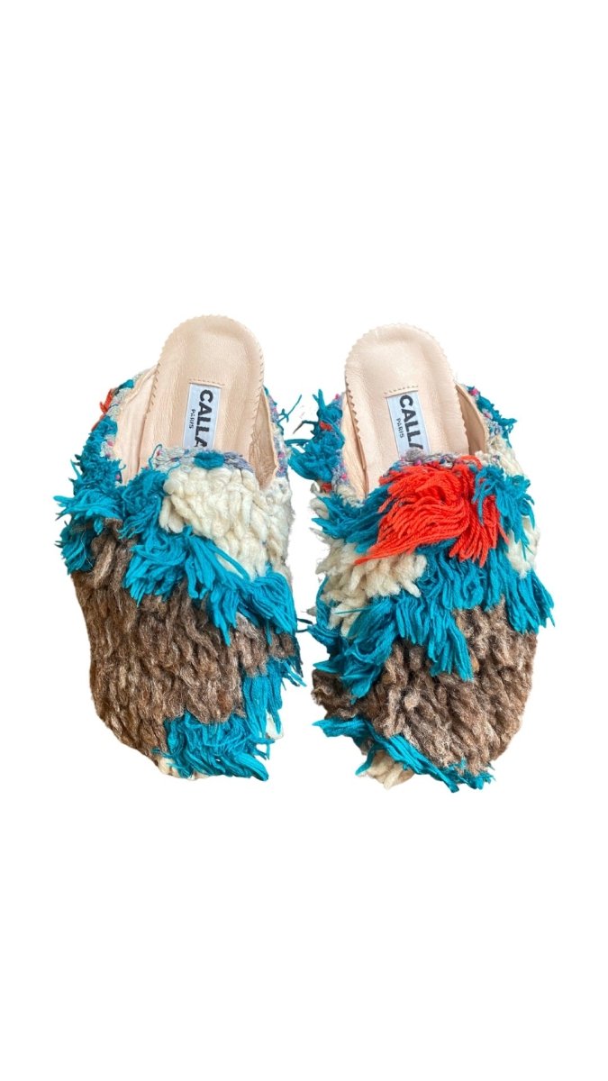 Niki Babouche Flats In Colors Cream, Brown, Orange, & Teal (Size 37) - Made X Hudson