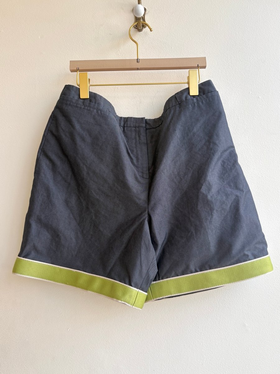 "Ragnar" Green and Taupe Trim Grey Dress Shorts (Reworked) - Made X Hudson