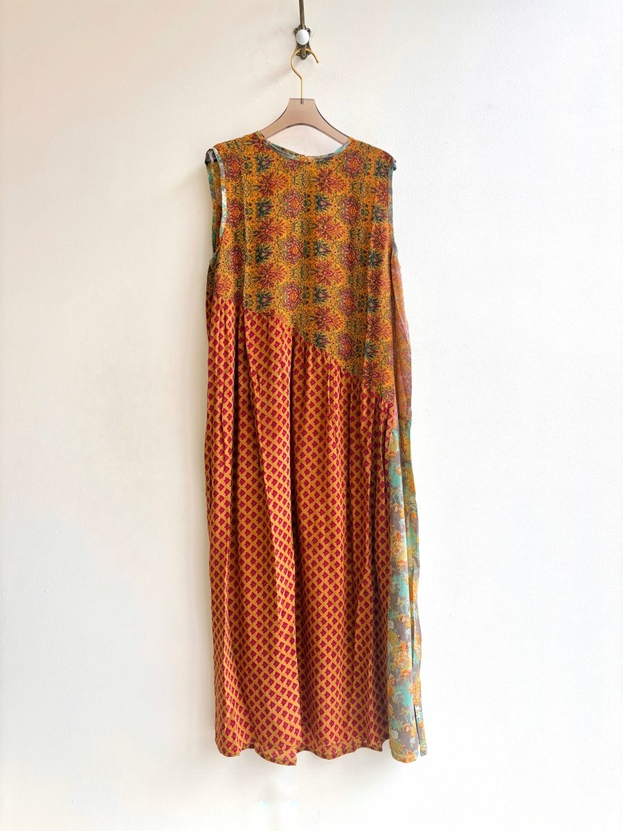 Anan Long Dress, Upcycled Silk in Colors Saffron, Crimson, Taupe, Celeste - Made X Hudson