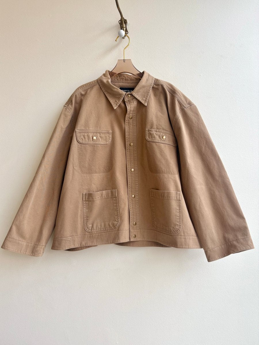 Fawn Shirtjacket w/ Mauve and Tan Diamond Quilt Patch and Patch Pockets (Reworked) - Made X Hudson