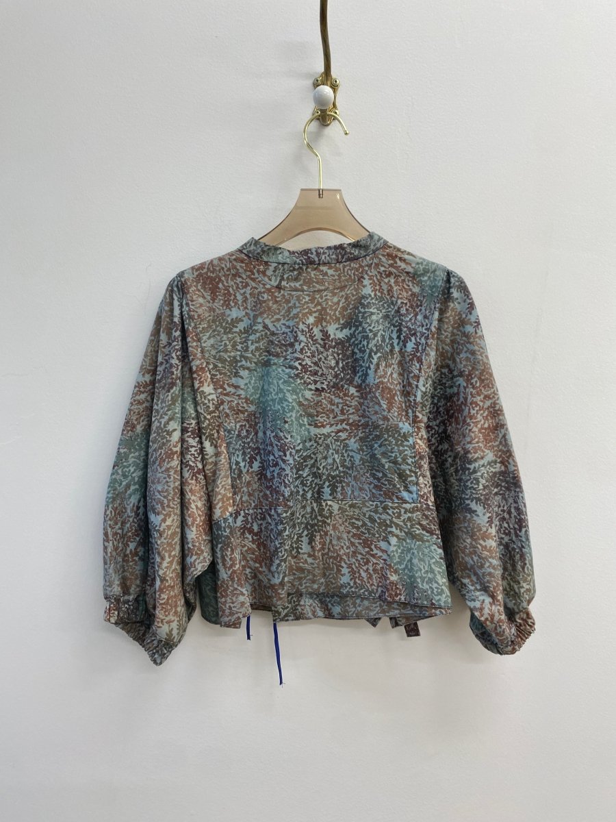 Sky Blue Floral Zero Waste Cross Over Front Tie Crop Top - Made X Hudson