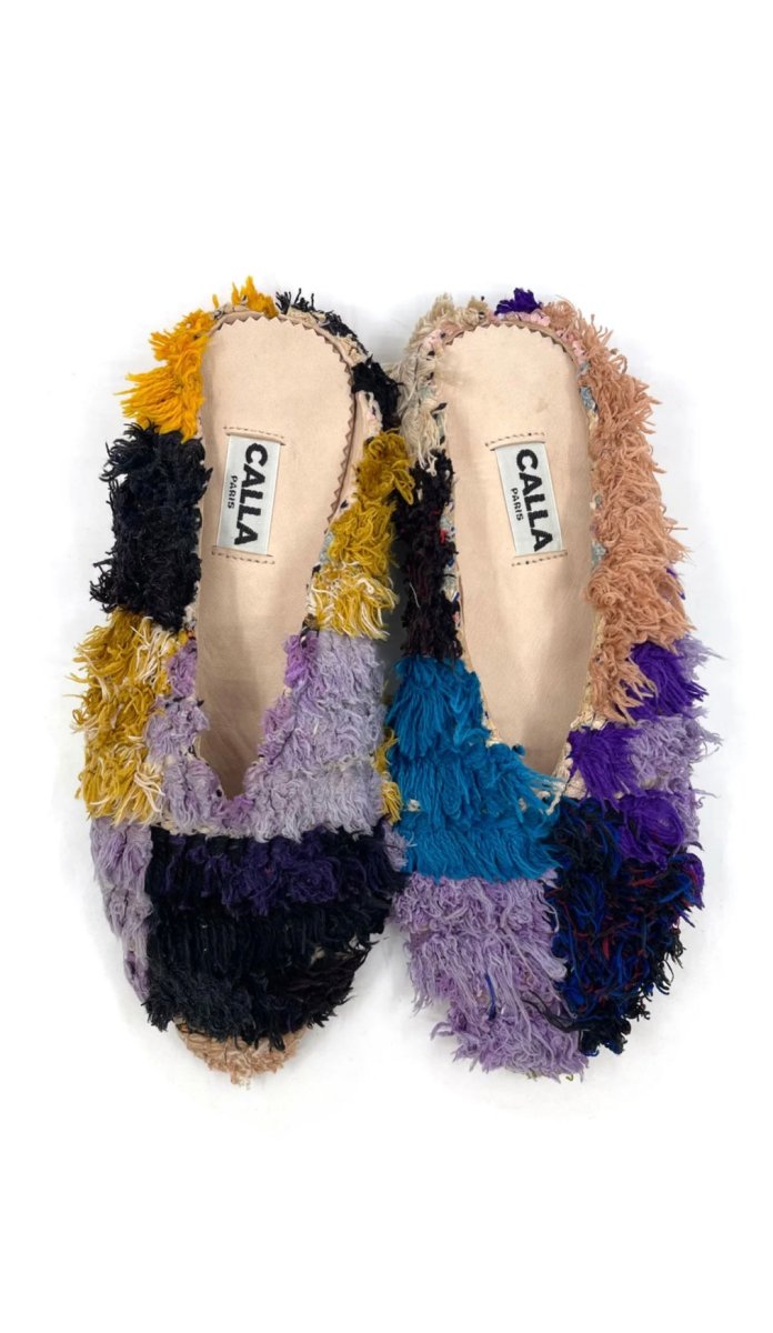 Aili Babouche “Angelie” Mules In Colors Lilac, Gold, Charcoal, Sapphire (Size 39) - Made X Hudson