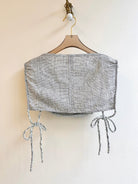 Hand Embroidered Chester in Grey with V Neck Collar | Black and White Linen - Made X Hudson