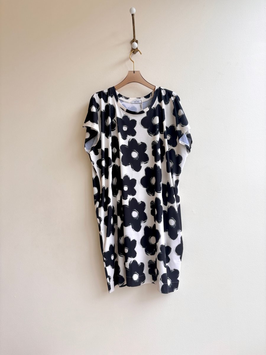 Black Flower Boxy Tunic Dress - Made X Hudson