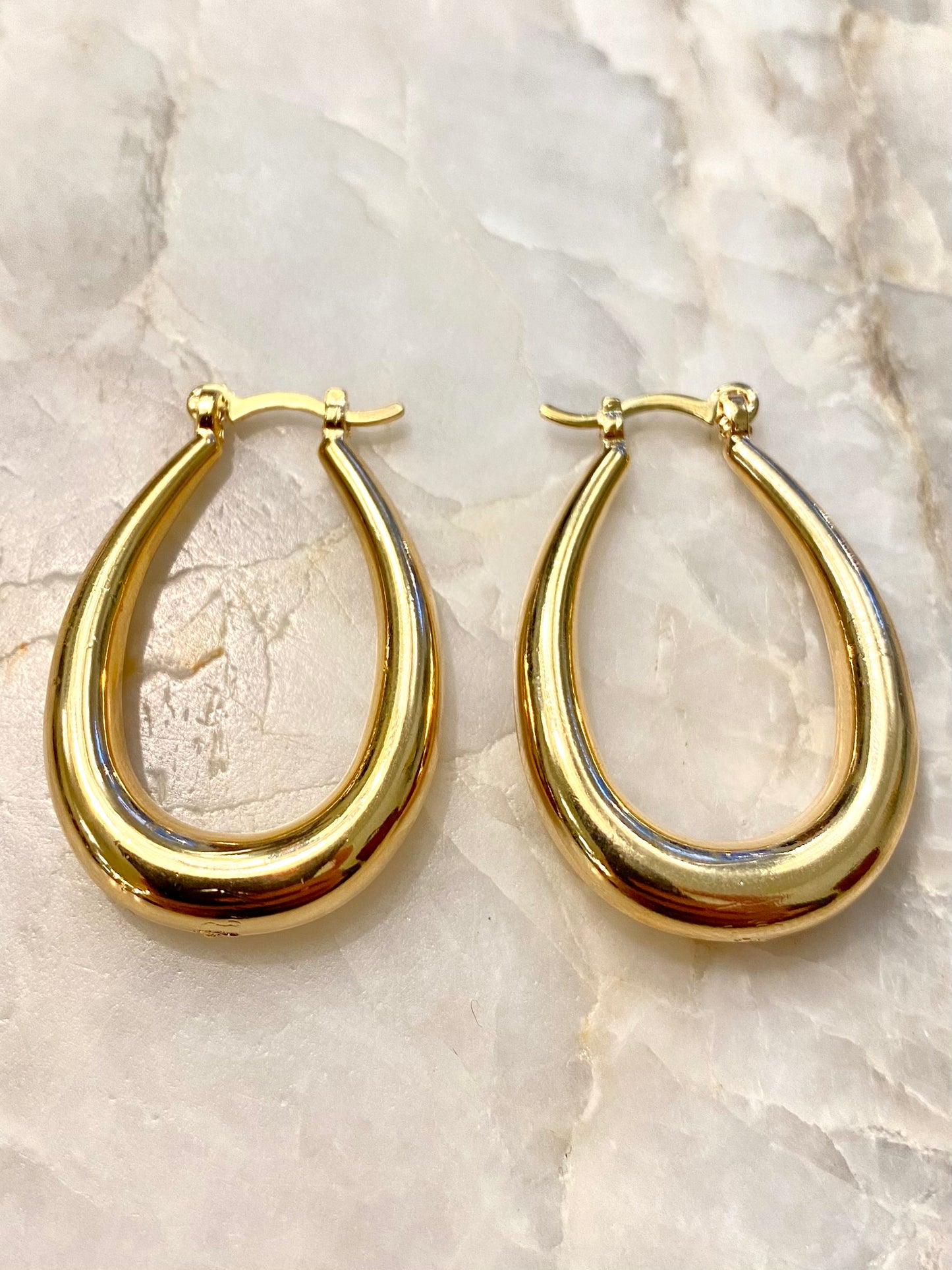 18K Gold Filled Puffy Oval Hoops