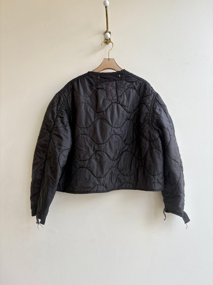 Black Army Liner Quilted Coat w/ Tie Close (Reworked) - Made X Hudson