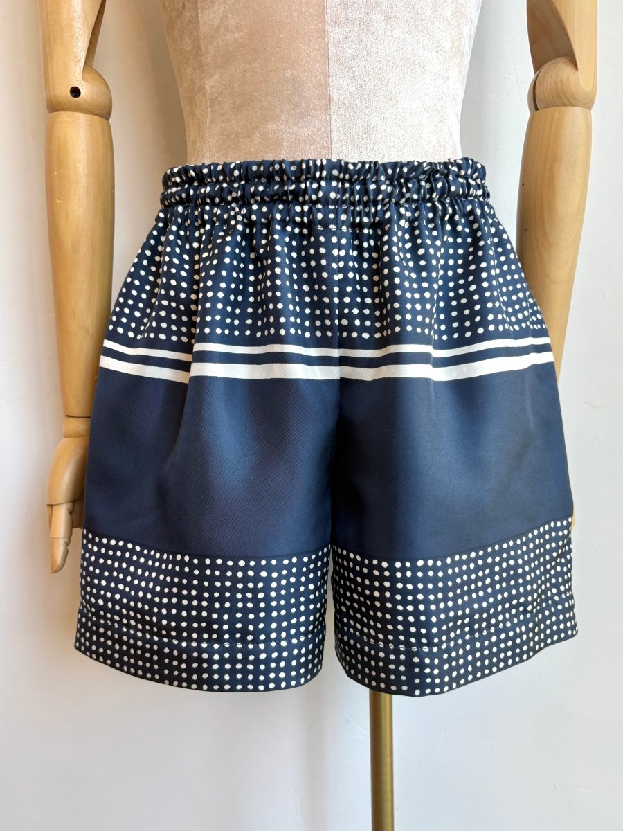 "Livia" Navy Dotted Town Shorts - Made X Hudson