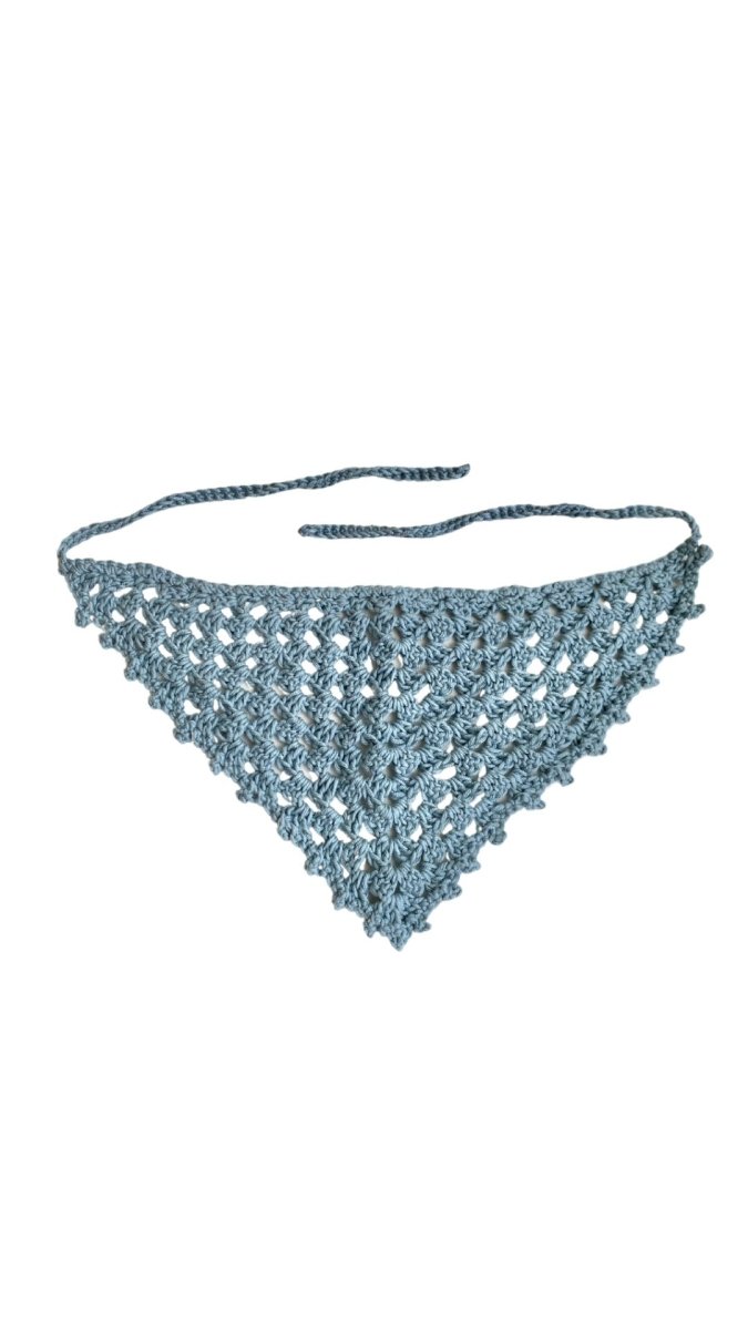 Hand Crochet Head Scarf (Pale Blue) - Made X Hudson