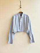 Sky Blue Annette Crop Top w/ Pearl Accent (Reworked) - Made X Hudson