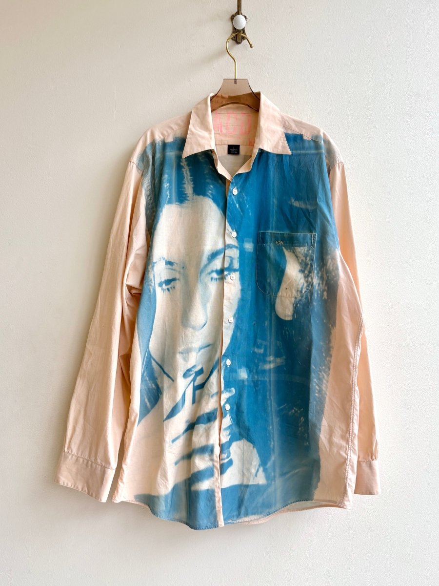 Cher Blue Sun Cyanotype Light Peach Button - Up Shirt (Reworked) - Made X Hudson