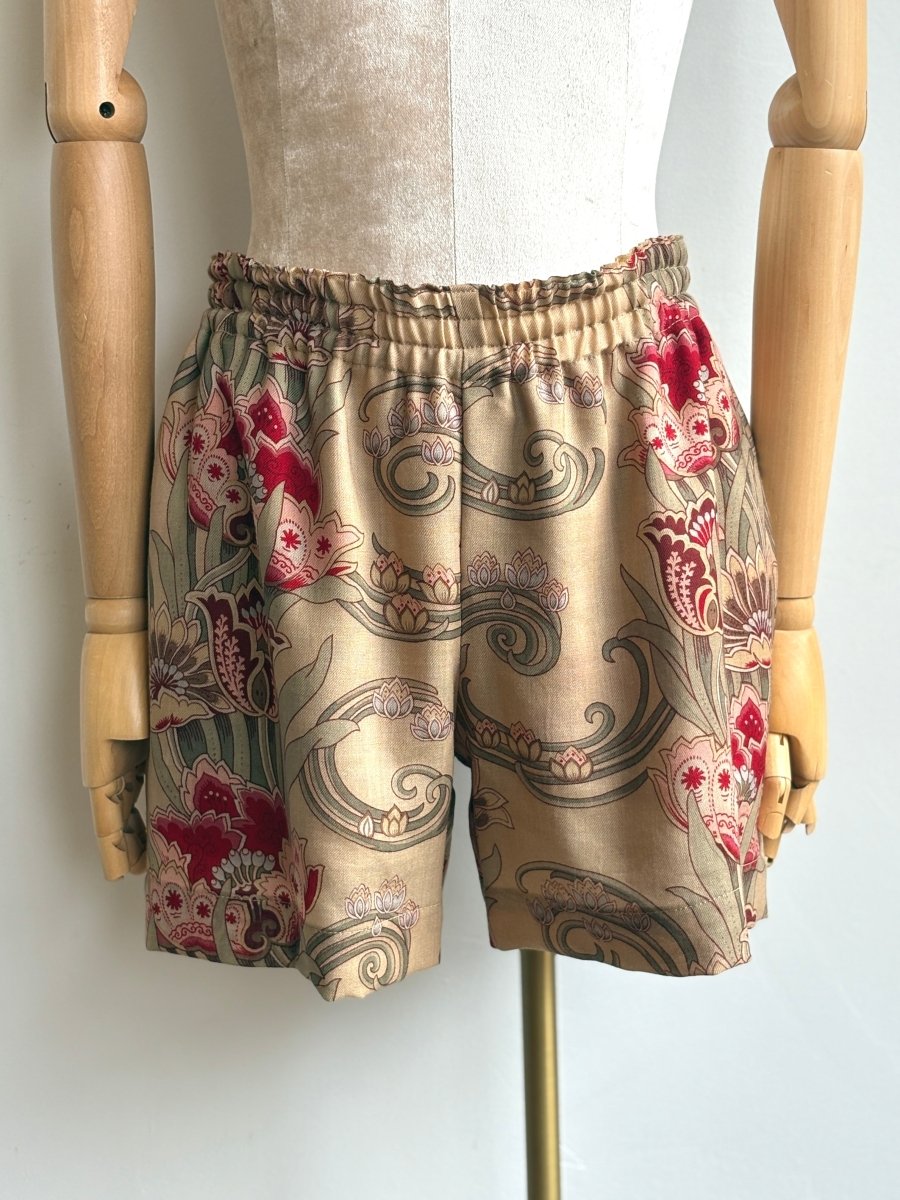 Silk Art Nouveau Floral Print Town Shorts - Made X Hudson