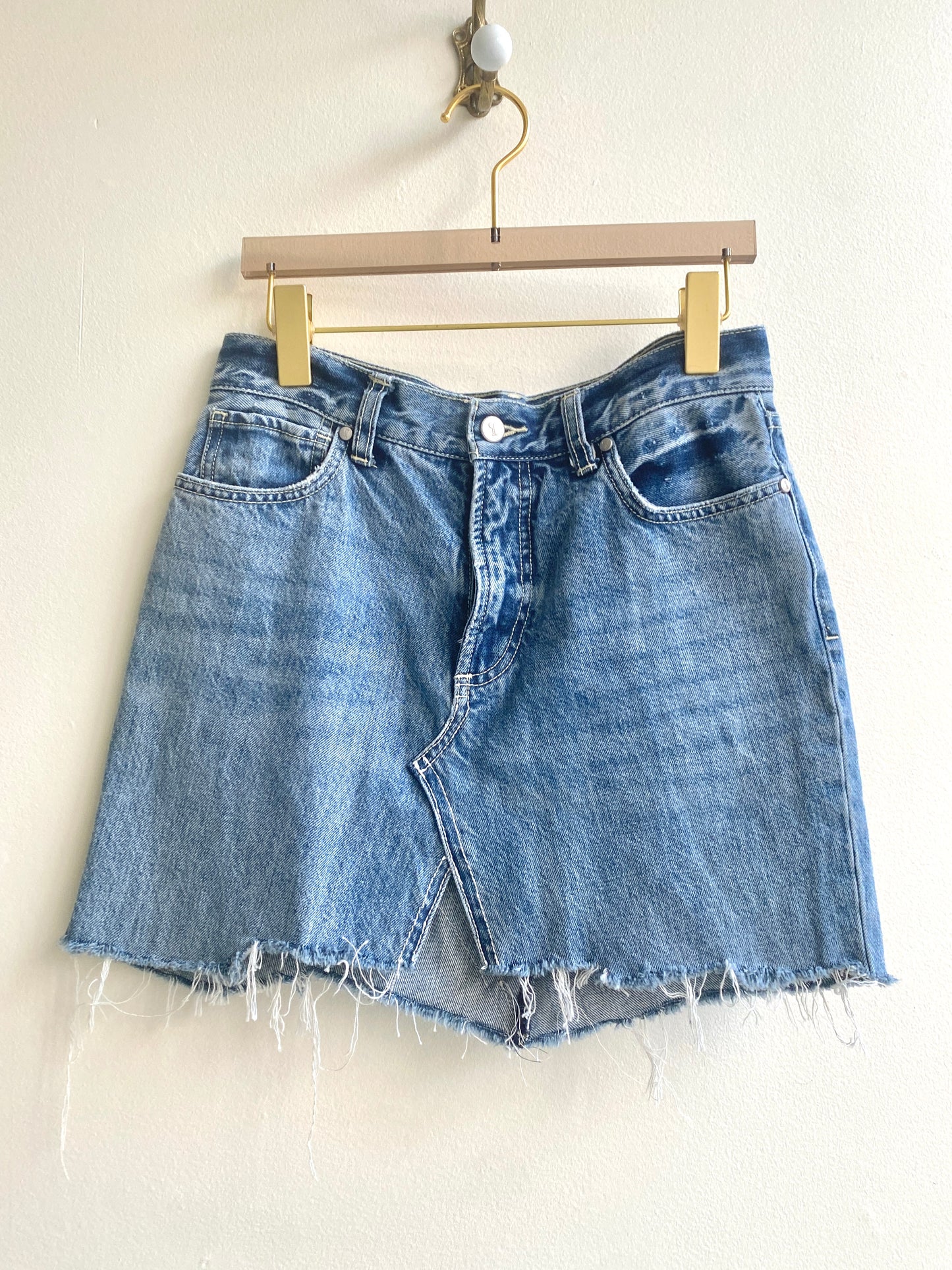 Upcycled Raw Hem Denim Skirt (Reworked)