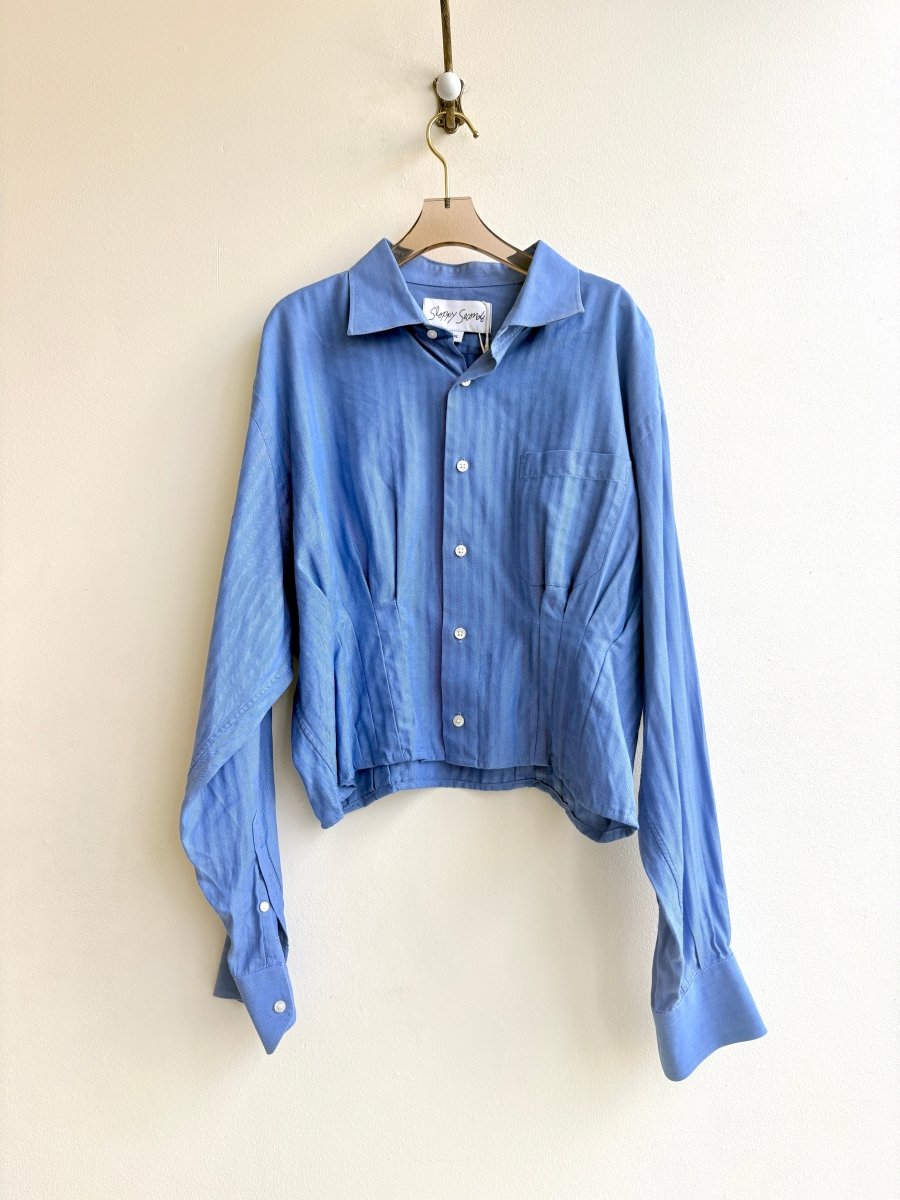 The Kevin Top | Cornflower Blue Twill w/ Gathered Waist (Reworked) - Made X Hudson