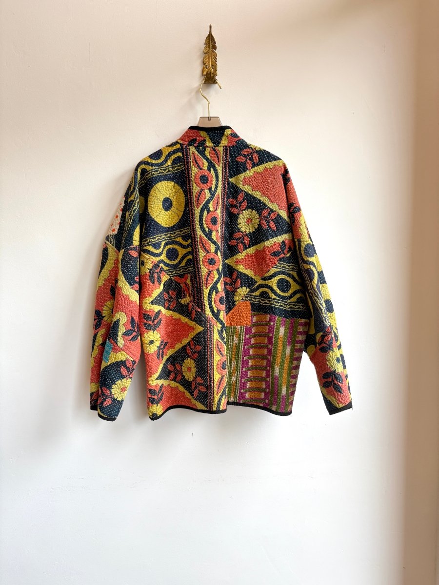 Reversible Ladhiya Quilted Jacket in Navy, Yellow, Orange, Purple & Coral, Lime, Yellow, Blue - Made X Hudson