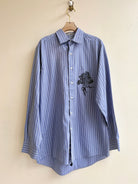 “Andy” Dusty Blue & White Stripe Radish Pocket Print (Reworked) - Made X Hudson