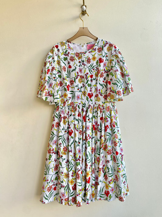 Kate Spade New York | White Floral Flutter Short Sleeve Dress (Vintage)