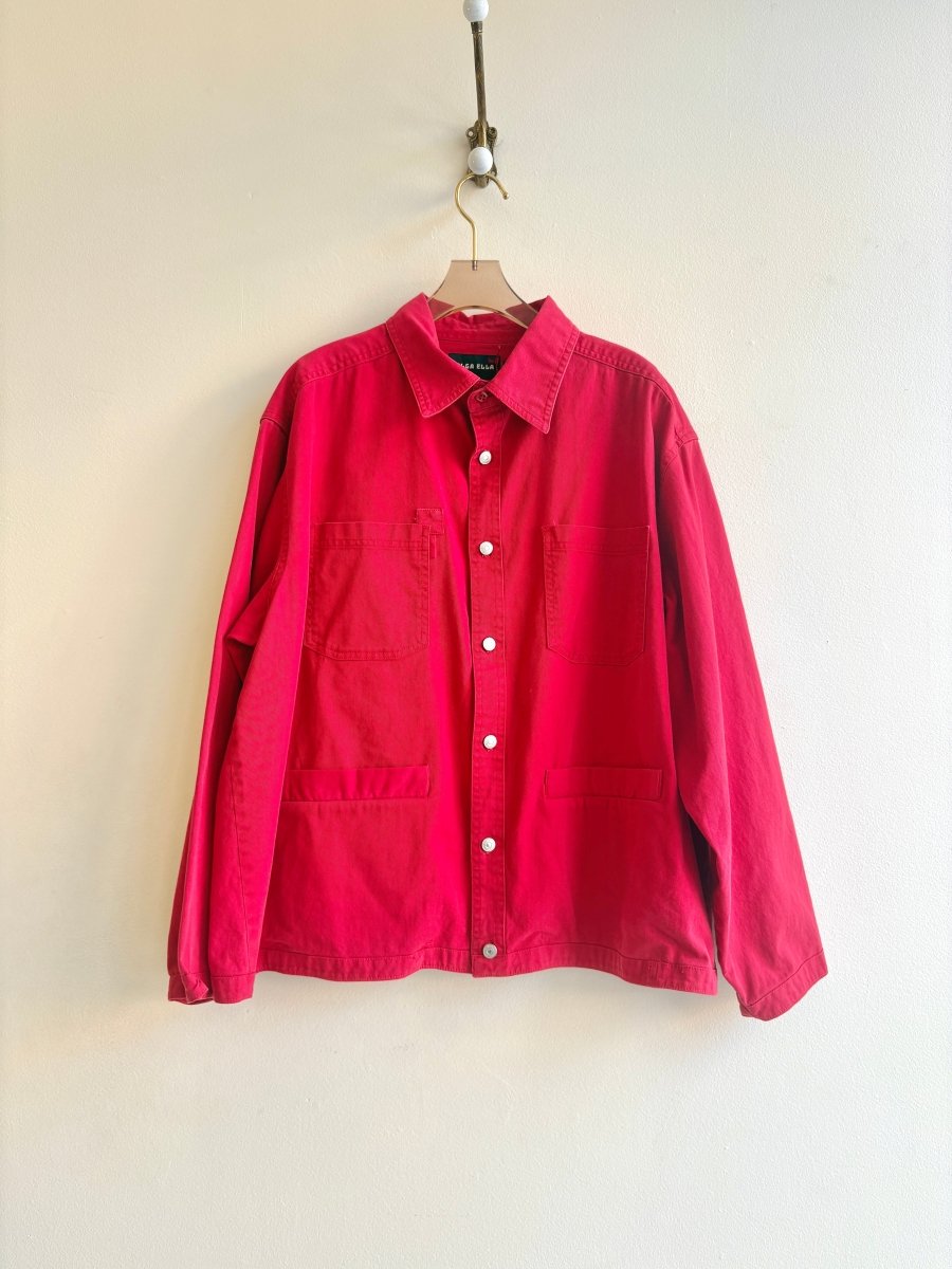 Cherry Multi - Pocket Patched Cotton Shirtjacket (Reworked) - Made X Hudson