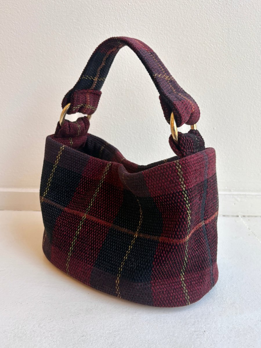 Mini Bucket Bag in Red, Black, and Yellow Plaid - Made X Hudson
