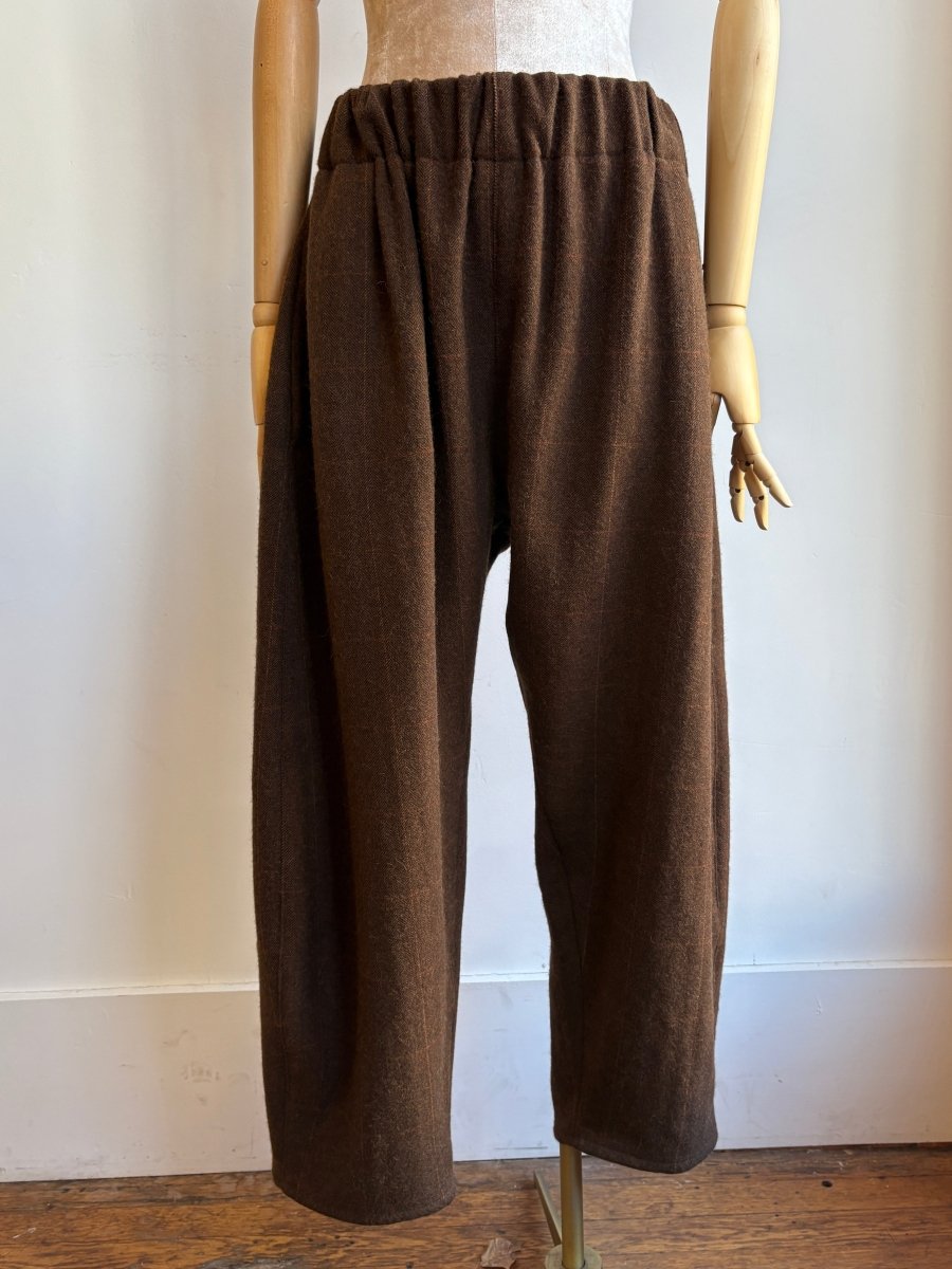 Brown Plaid Woolen Studio Pants - Made X Hudson