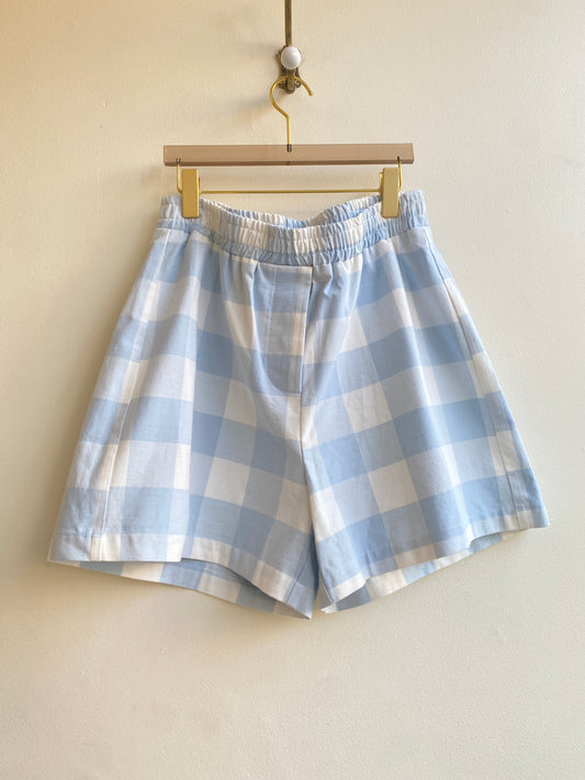 Blue & White Checkered Boxer Shorts (Reworked)