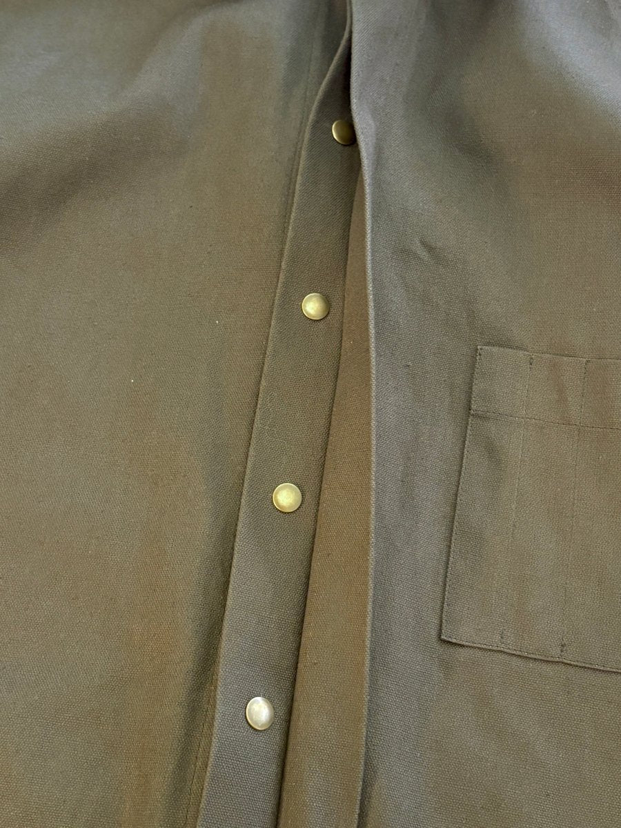 Utility Shirt Snap Up in Moss Hemp - Cotton w/ Patch Pockets - Made X Hudson