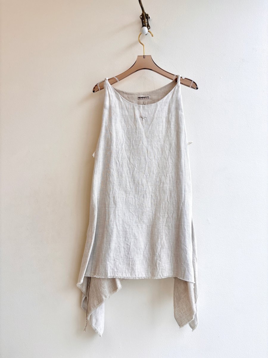 DF Wrap Twist Top in White Linen with Side Ties - Made X Hudson