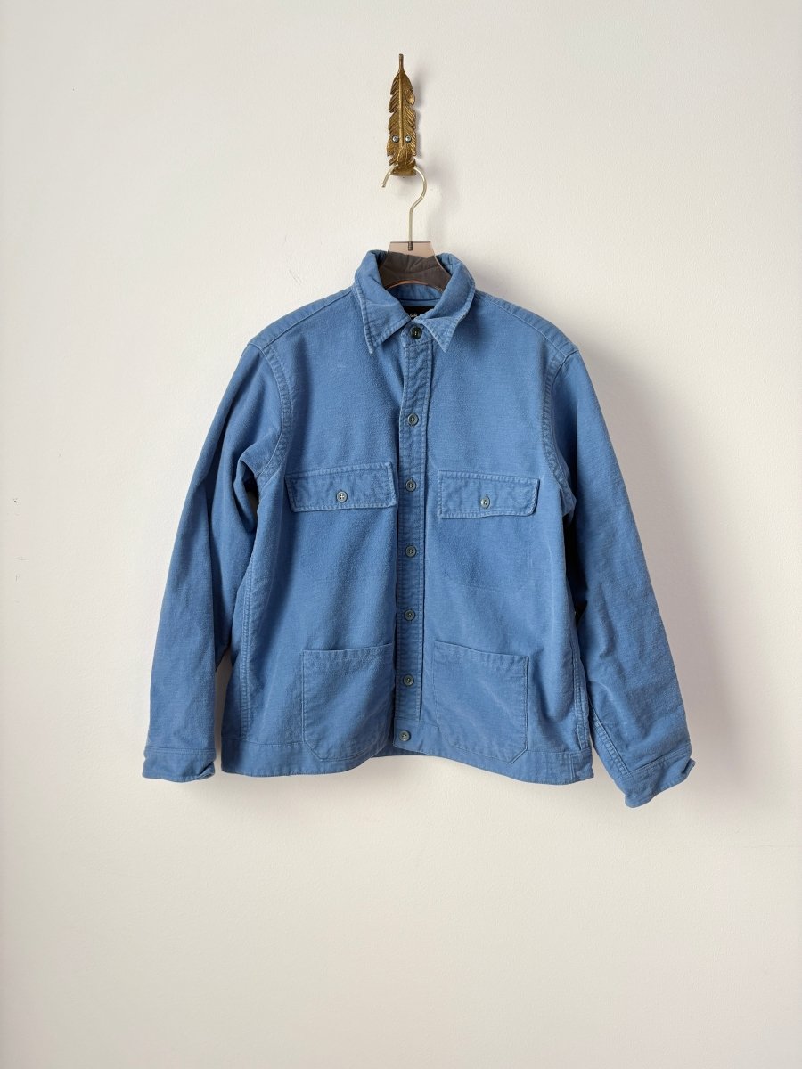 Cornflower Blue Cotton Flannel Shirtjacket with Teal Button Closure (Reworked) - Made X Hudson