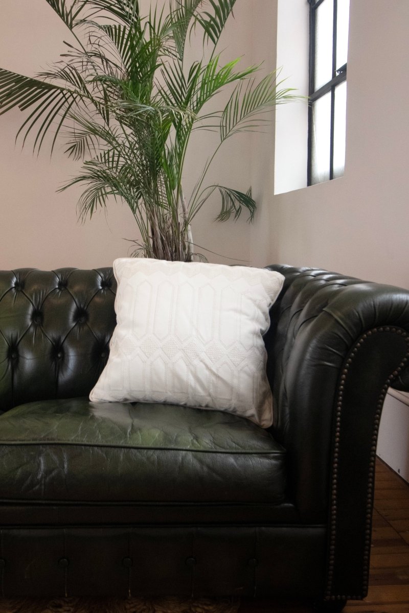 White Leather Made X Hudson Pillows - Made X Hudson